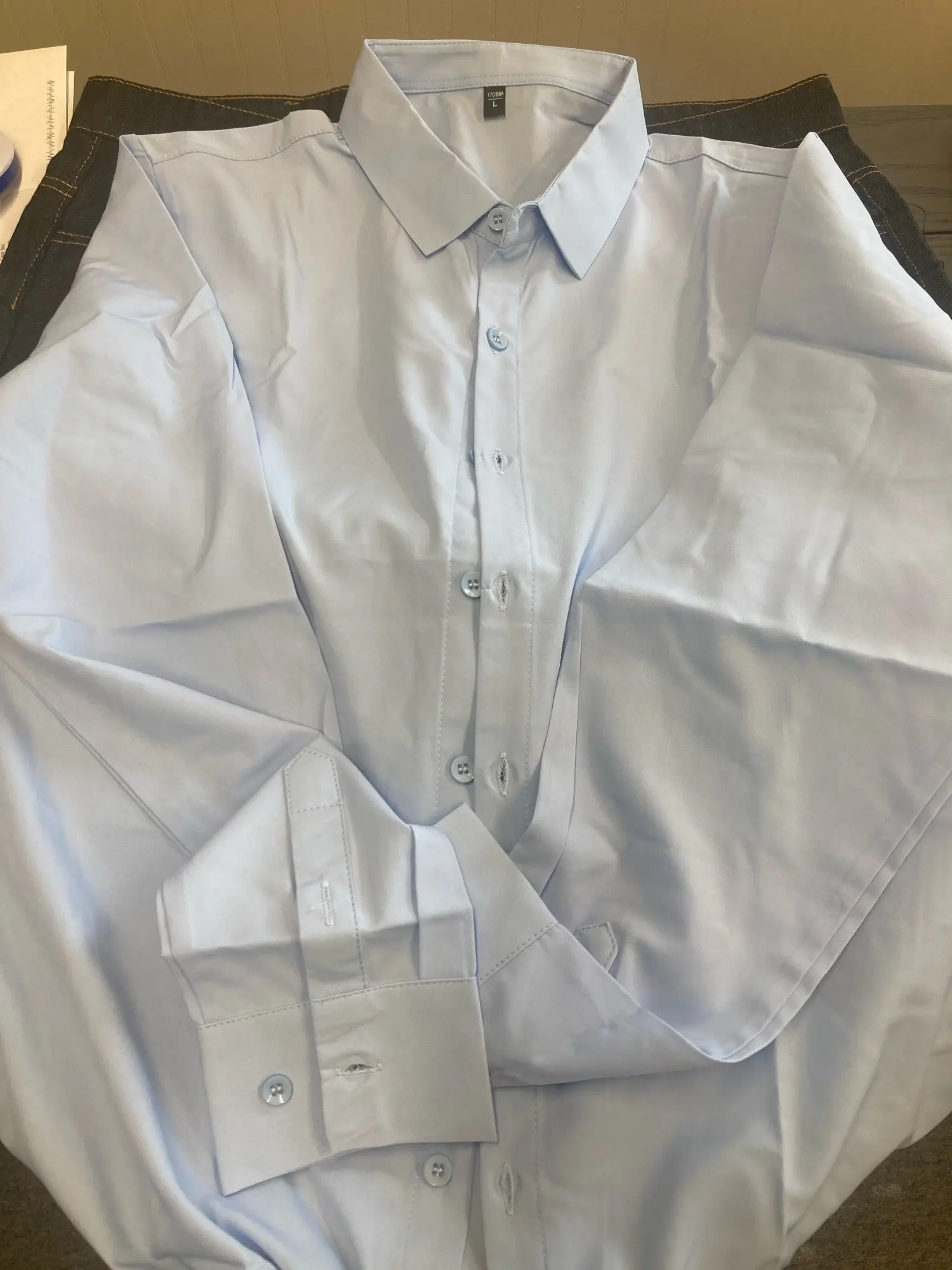 Men's Casual and Fashionable Long Sleeved Solid Color Shirt Non Ironing and Wrinkle Resistant Business Top photo review