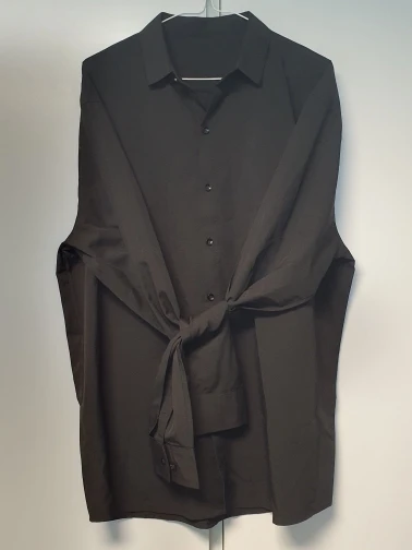 Men's Casual and Fashionable Long Sleeved Solid Color Shirt Non Ironing and Wrinkle Resistant Business Top photo review