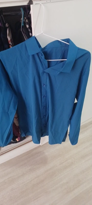 Men's Casual and Fashionable Long Sleeved Solid Color Shirt Non Ironing and Wrinkle Resistant Business Top photo review