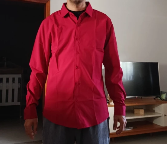 Men's Casual and Fashionable Long Sleeved Solid Color Shirt Non Ironing and Wrinkle Resistant Business Top photo review